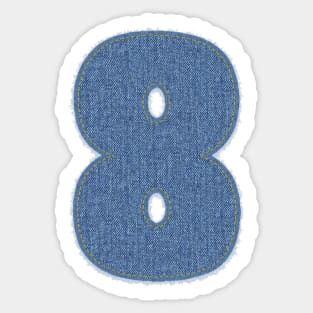 Number Eight Blue Denim Sticker